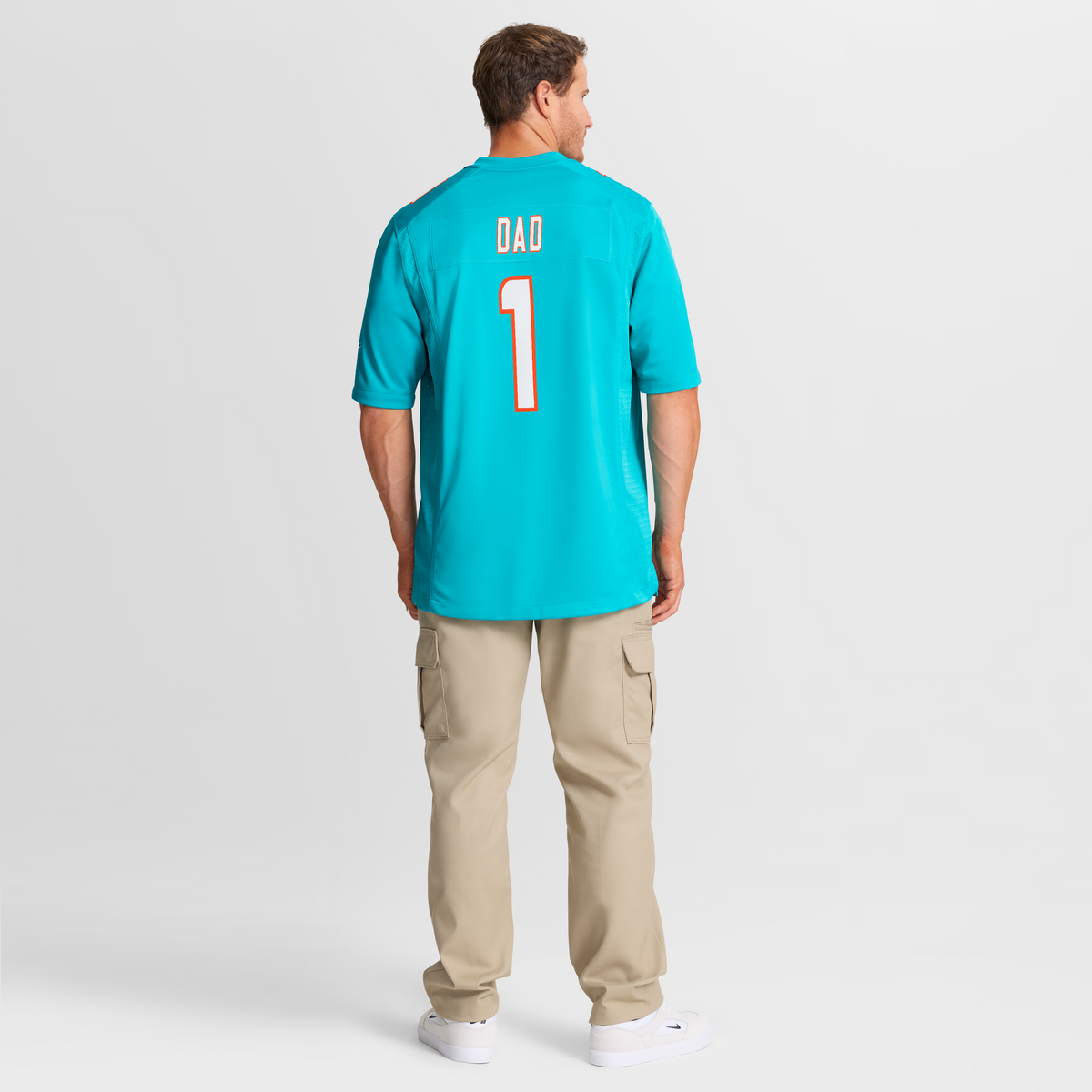 Men's Miami Dolphins Number 1 Dad Aqua Jersey