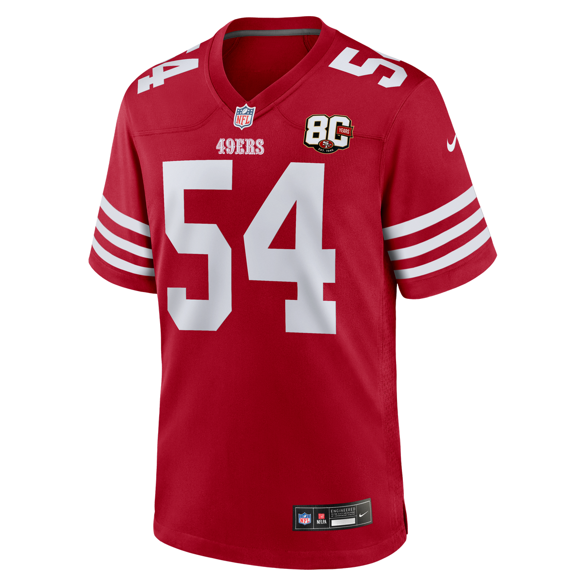Men's San Francisco 49ers Fred Warner White 80th Anniversary Jersey