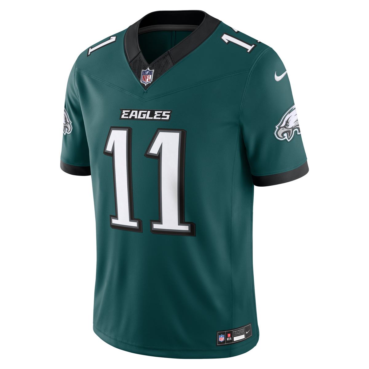 Men's Philadelphia Eagles A J Brown Midnight Green Team Stitched Jersey