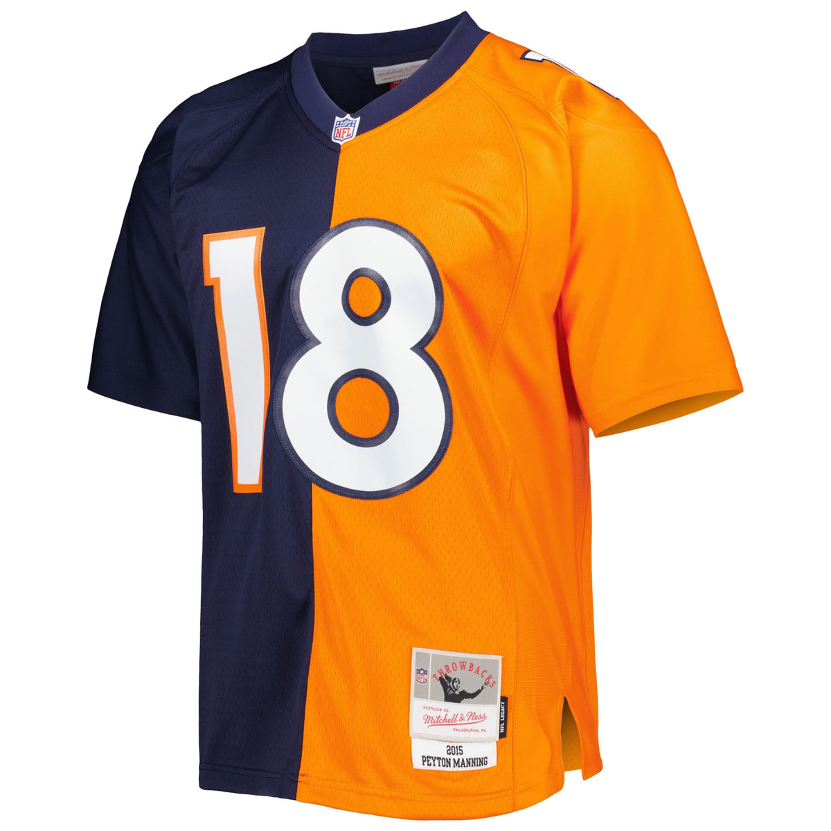Men's Denver Broncos Peyton Manning Navy Orange 2015 Split Legacy Replica Jersey