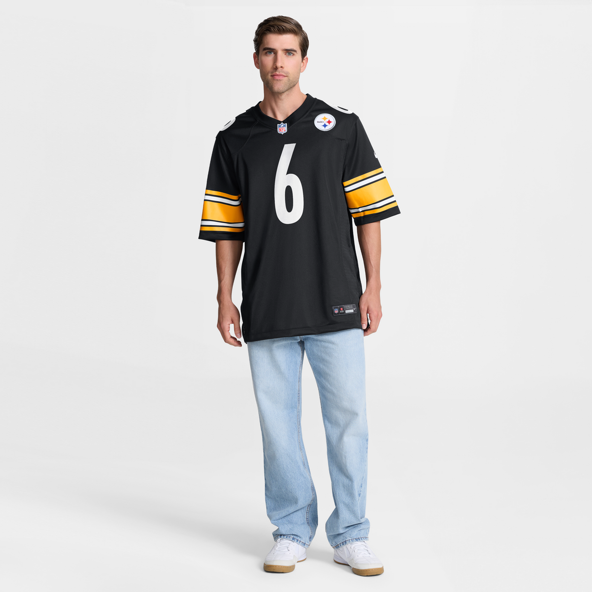Men's Pittsburgh Steelers Patrick Queen Black Game Player Jersey