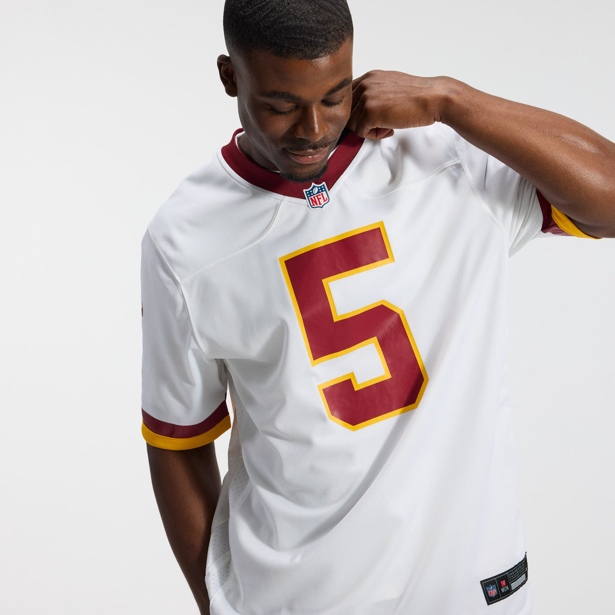 Men's Washington Commanders Jayden Daniels White Game Super Bowl Era Jersey