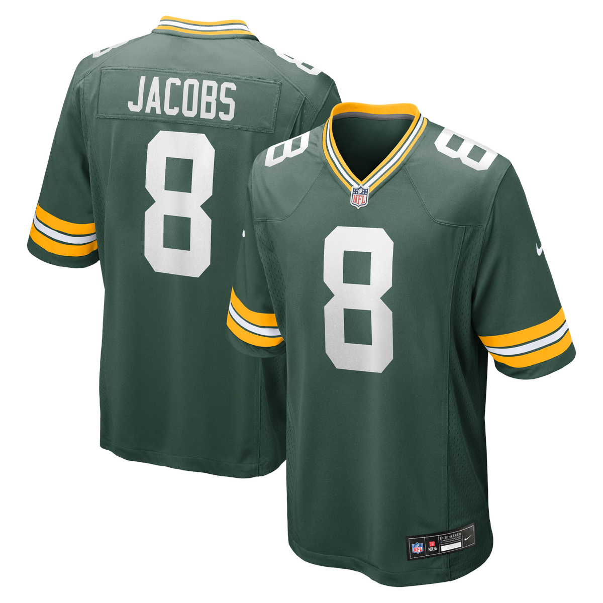 Men's Green Bay Packers Josh Jacobs Green Team Jersey