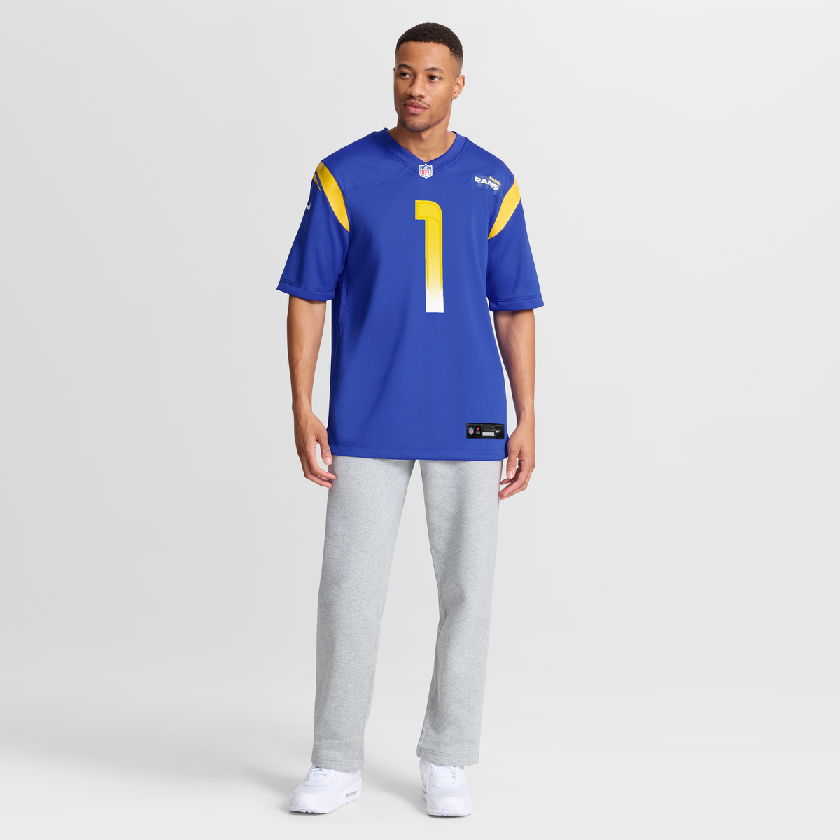 Men's Los Angeles Rams Number 1 Dad Royal Jersey