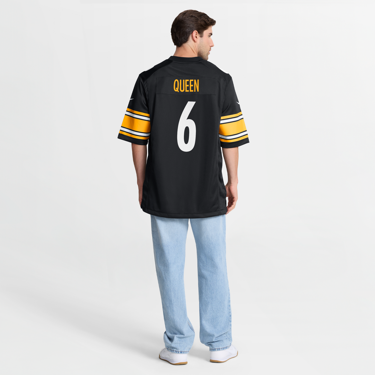 Men's Pittsburgh Steelers Patrick Queen Black Game Player Jersey