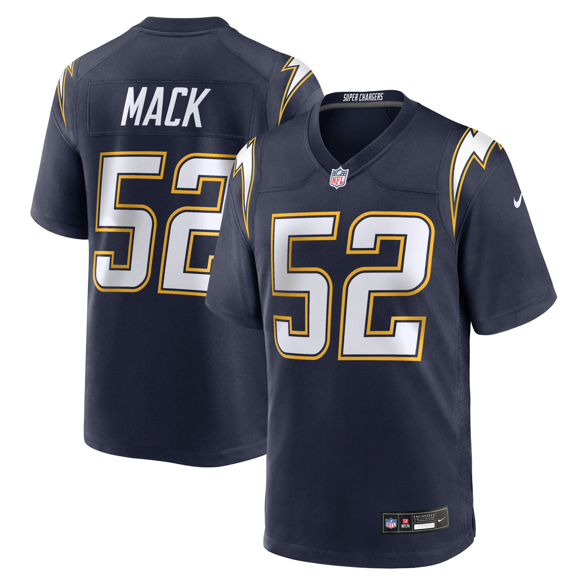 Men's Los Angeles Chargers Khalil Mack Gold Alternate Charger Power Game Player Jersey