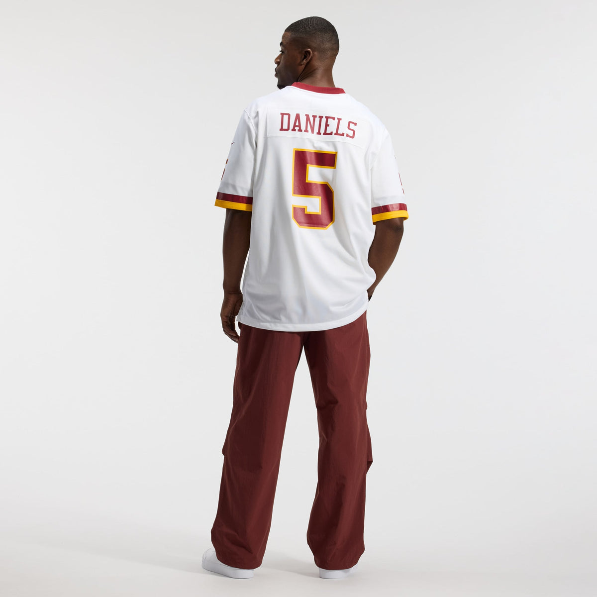 Men's Washington Commanders Jayden Daniels White Game Super Bowl Era Jersey