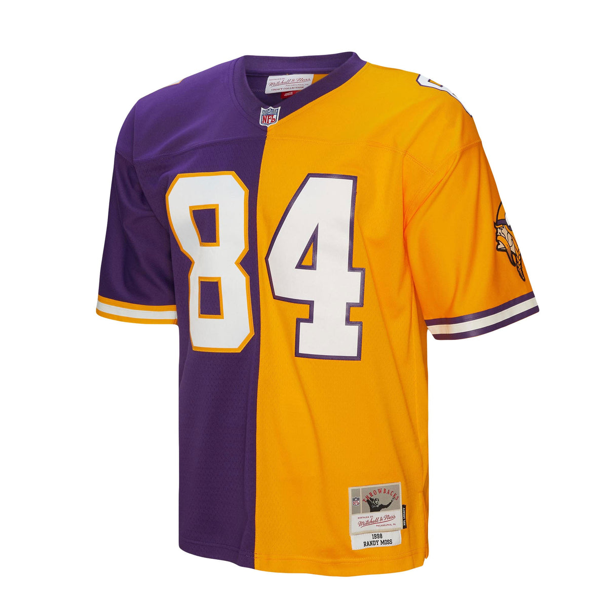 Men's Minnesota Vikings Randy Moss Purple Gold 1998 Split Legacy Replica Jersey