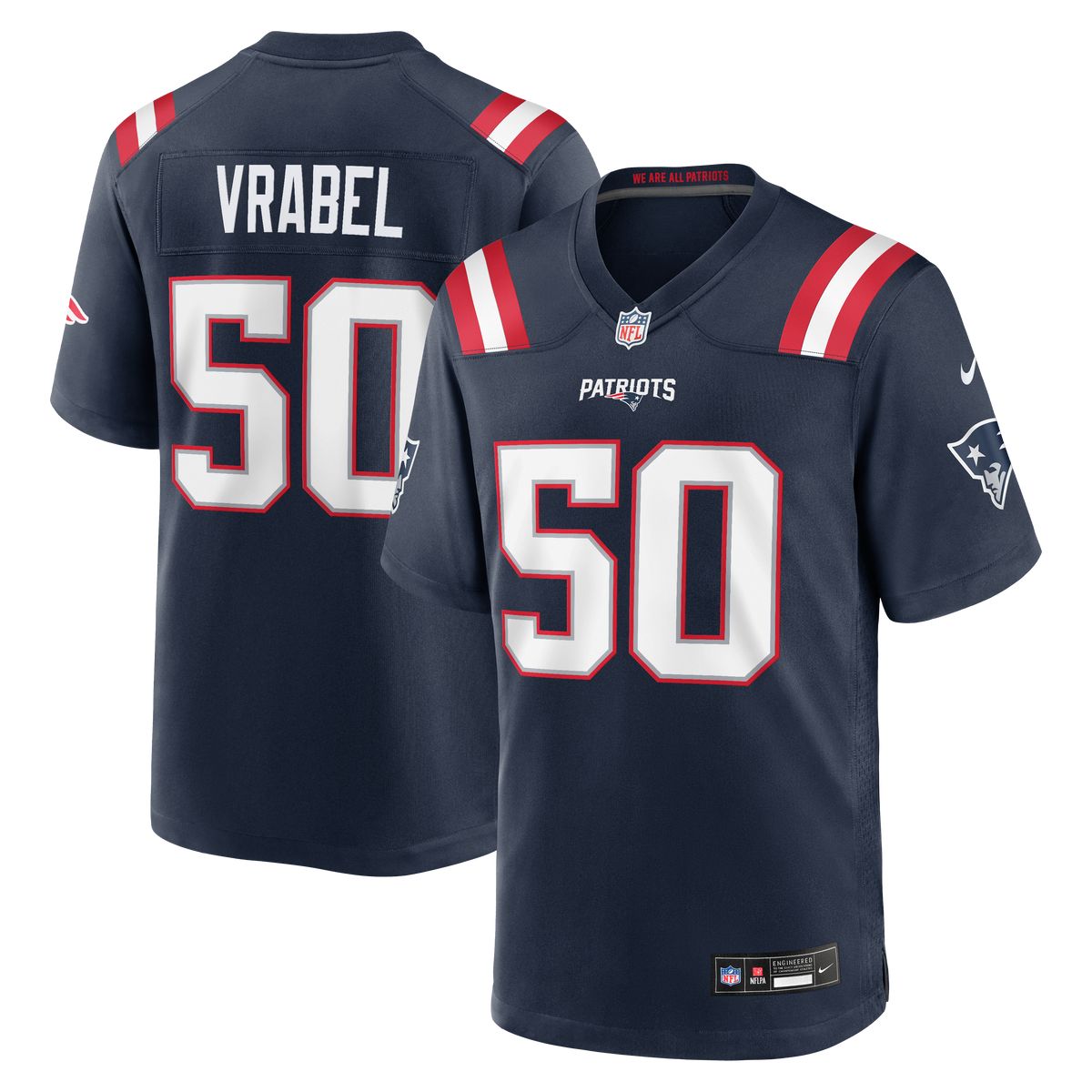 Men's New England Patriots Mike Vrabel Navy Game Retired Player Jersey