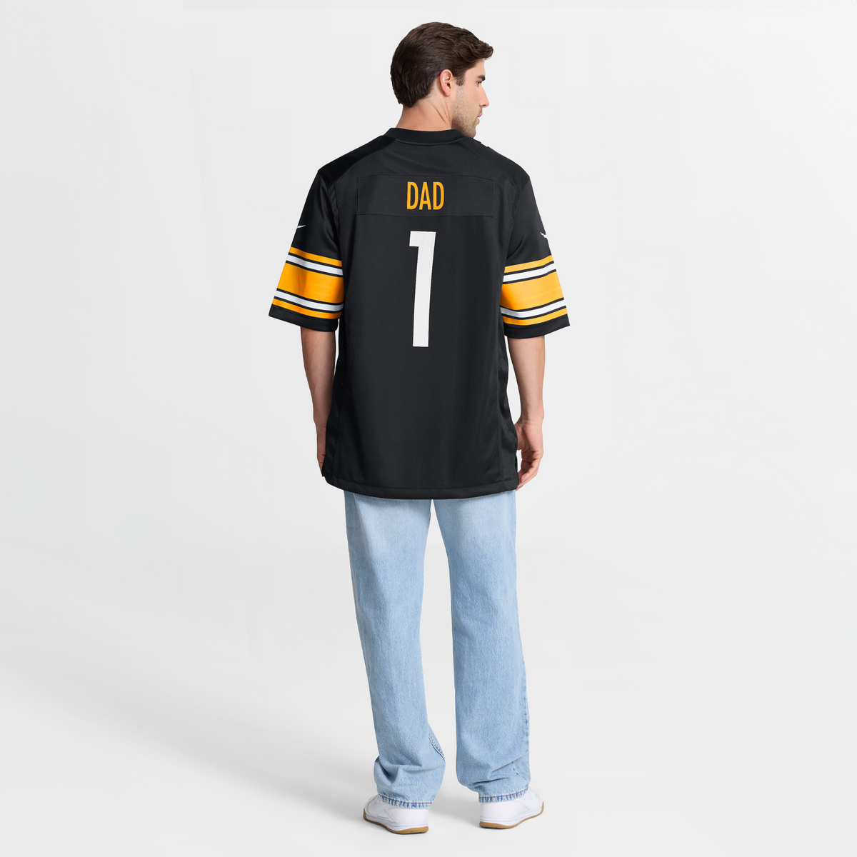 Men's Pittsburgh Steelers Number 1 Dad Black Jersey