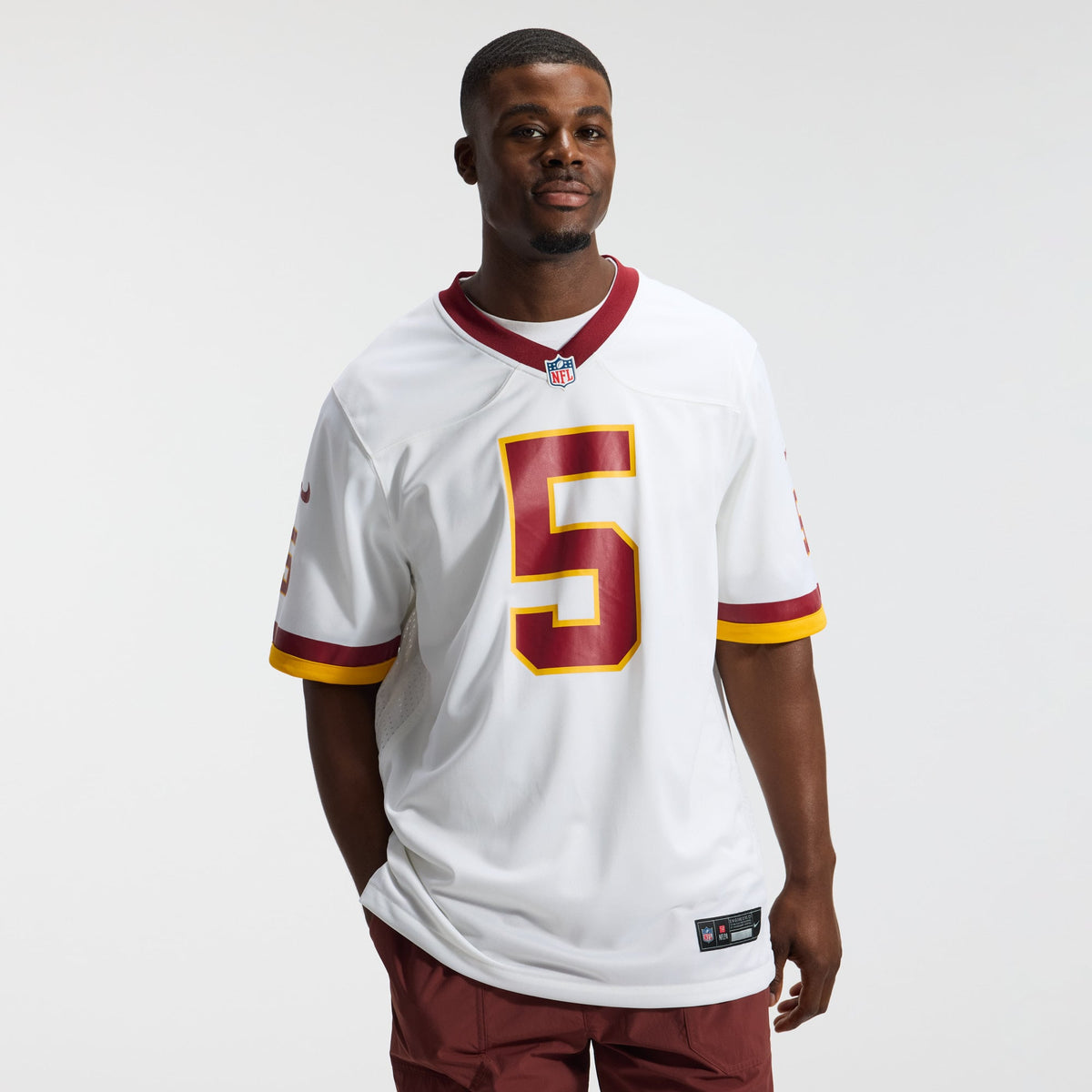 Men's Washington Commanders Jayden Daniels White Game Super Bowl Era Jersey