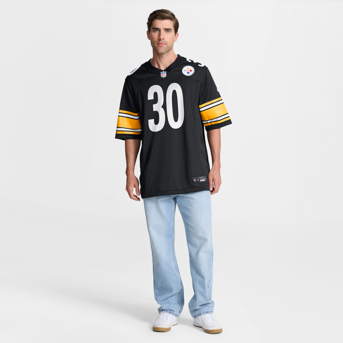 Men's Pittsburgh Steelers Jaylen Warren Black Game Player Jersey