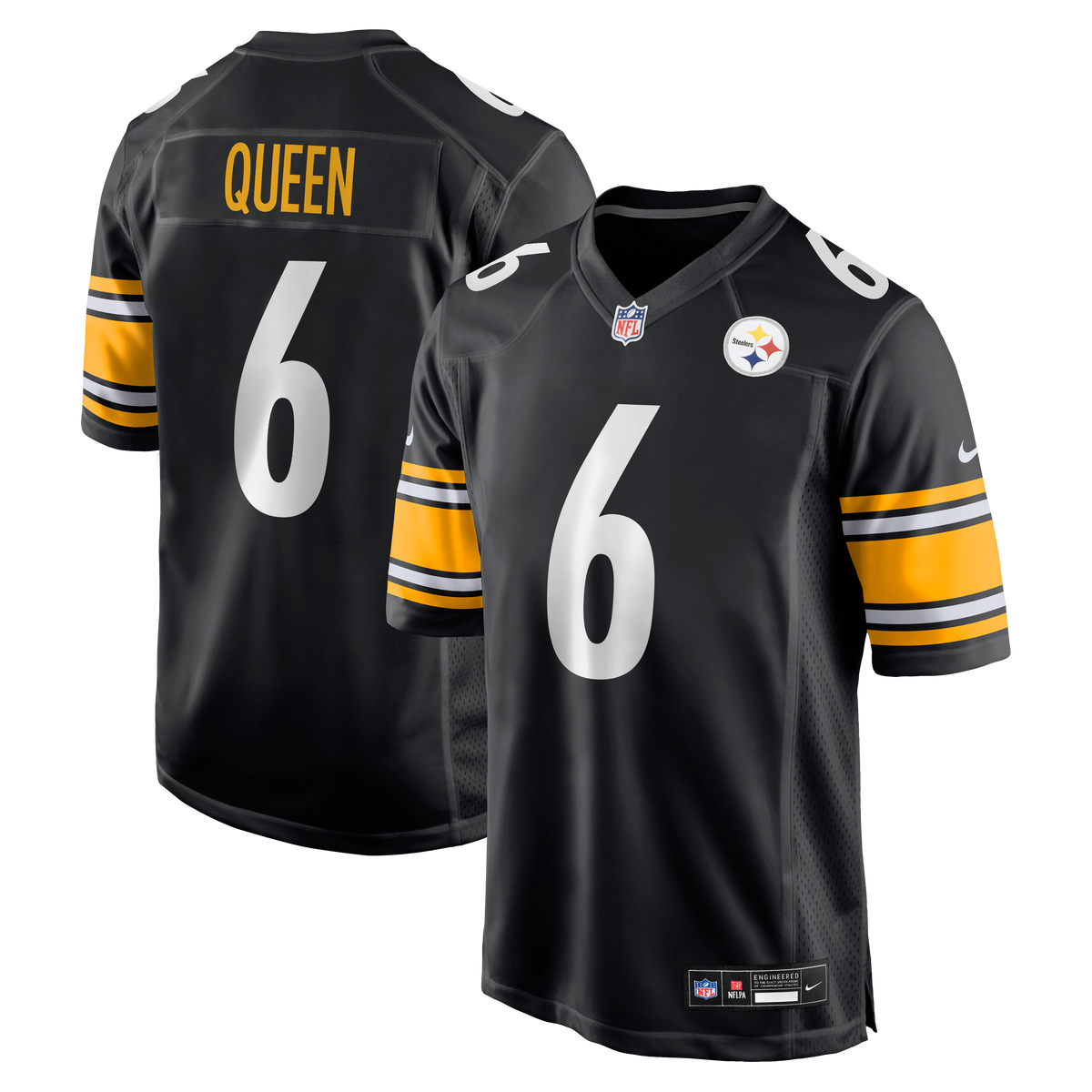 Men's Pittsburgh Steelers Patrick Queen Black Game Player Jersey