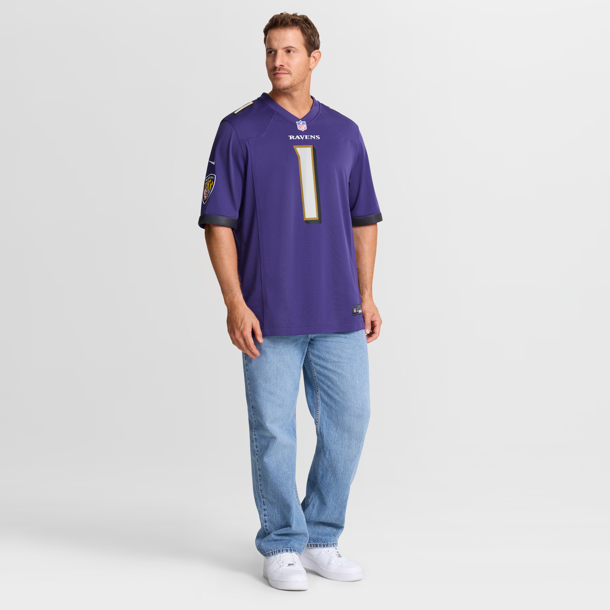 Men's Baltimore Ravens Number 1 Dad Purple Jersey