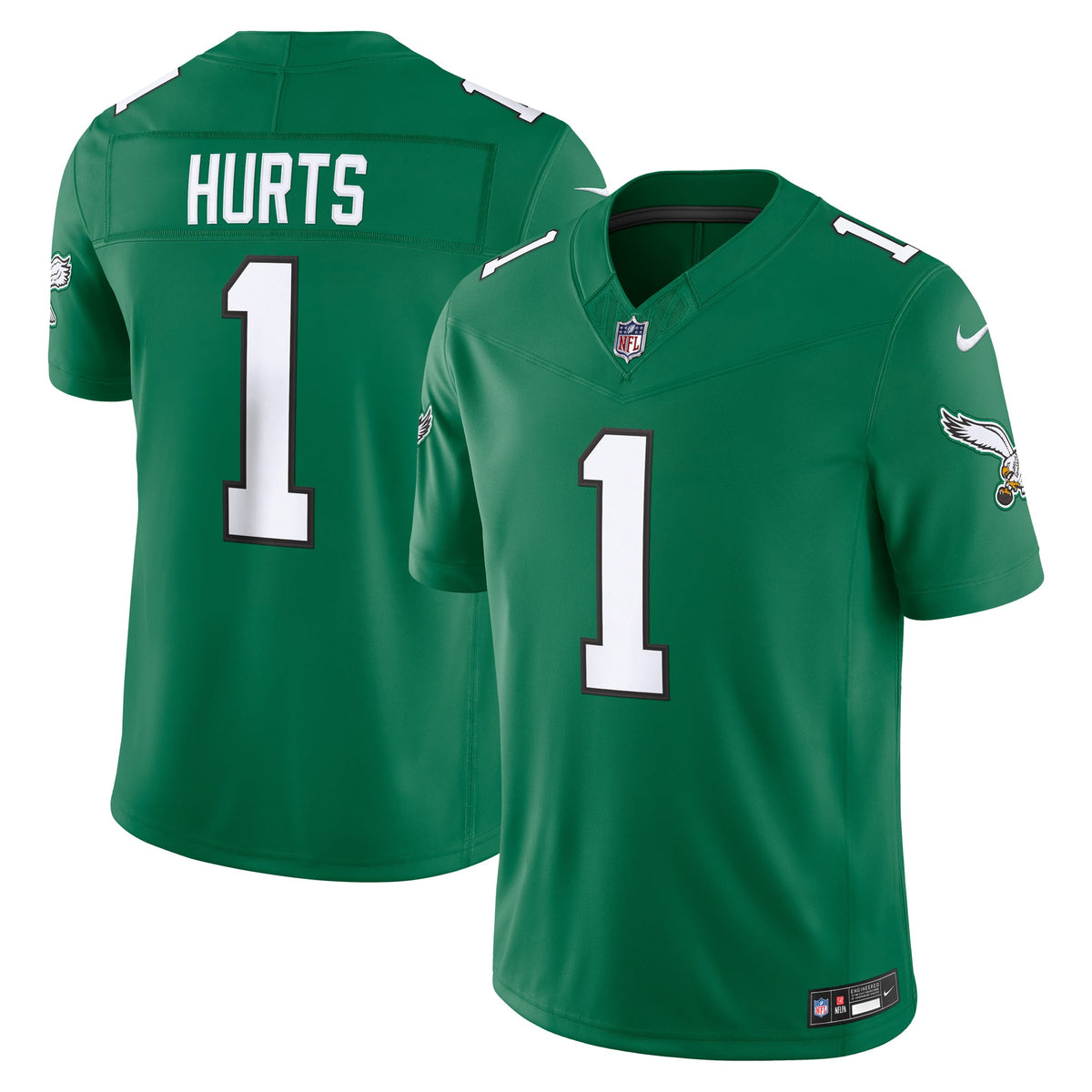 Men's Philadelphia Eagles Jalen Hurts Kelly Green Alternate Stitched Jersey
