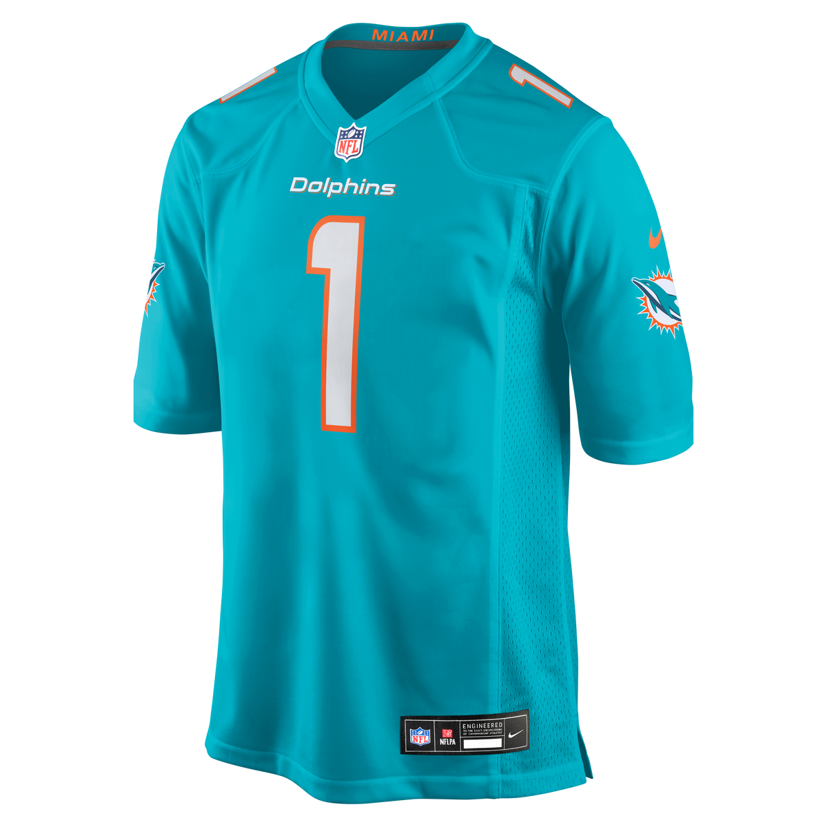 Men's Miami Dolphins Number 1 Dad Aqua Jersey