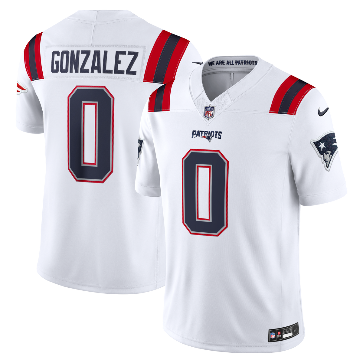 Men's New England Patriots Christian Gonzalez White Stitched Jersey