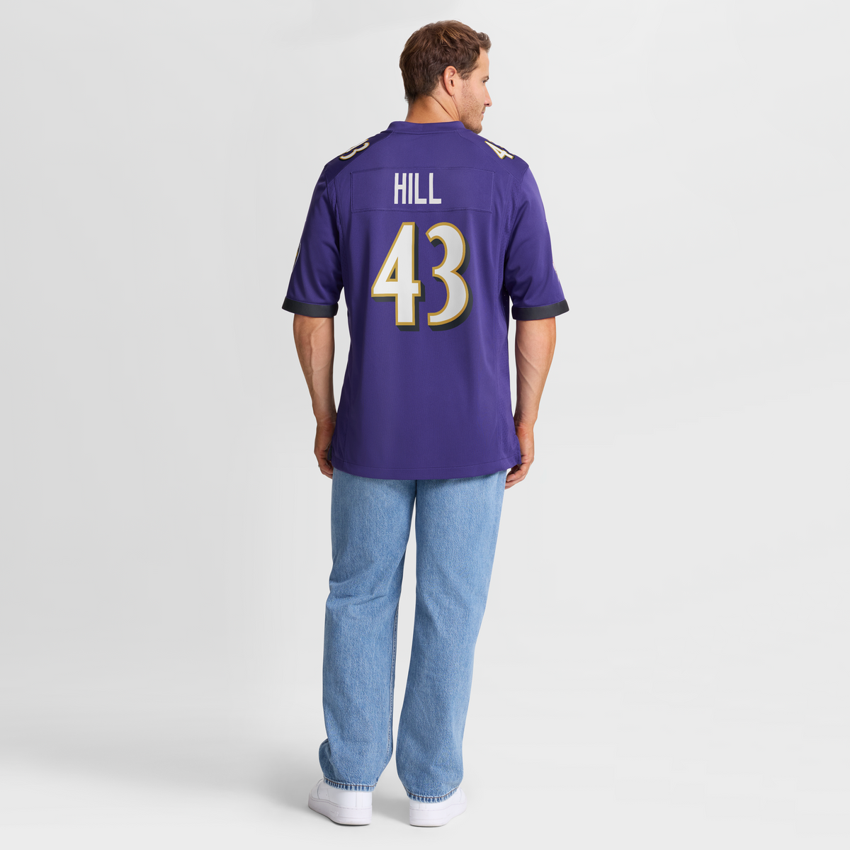 Men's Baltimore Ravens Justice Hill Purple Jersey