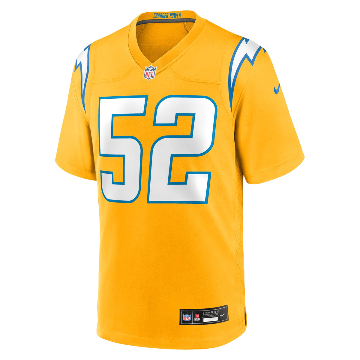 Men's Los Angeles Chargers Khalil Mack Gold Alternate Charger Power Game Player Jersey