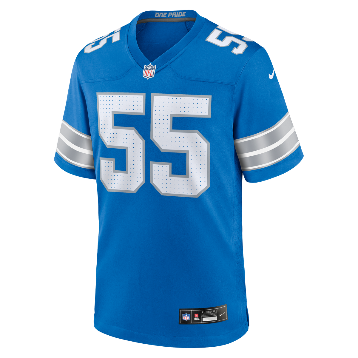 Men's Detroit Lions Derrick Barnes Blue Team Jersey