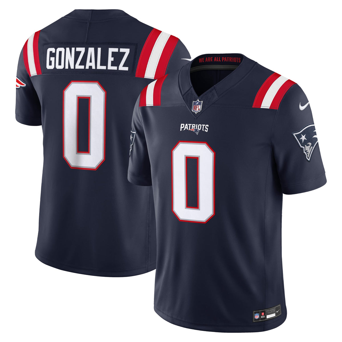 Men's New England Patriots Christian Gonzalez White Stitched Jersey