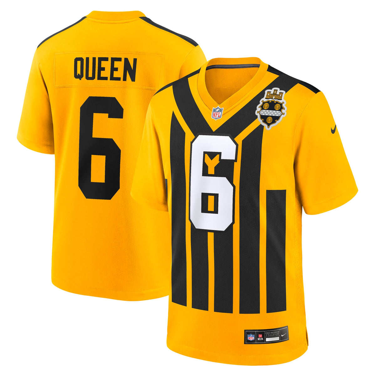 Men's Pittsburgh Steelers Patrick Queen Black Game Player Jersey
