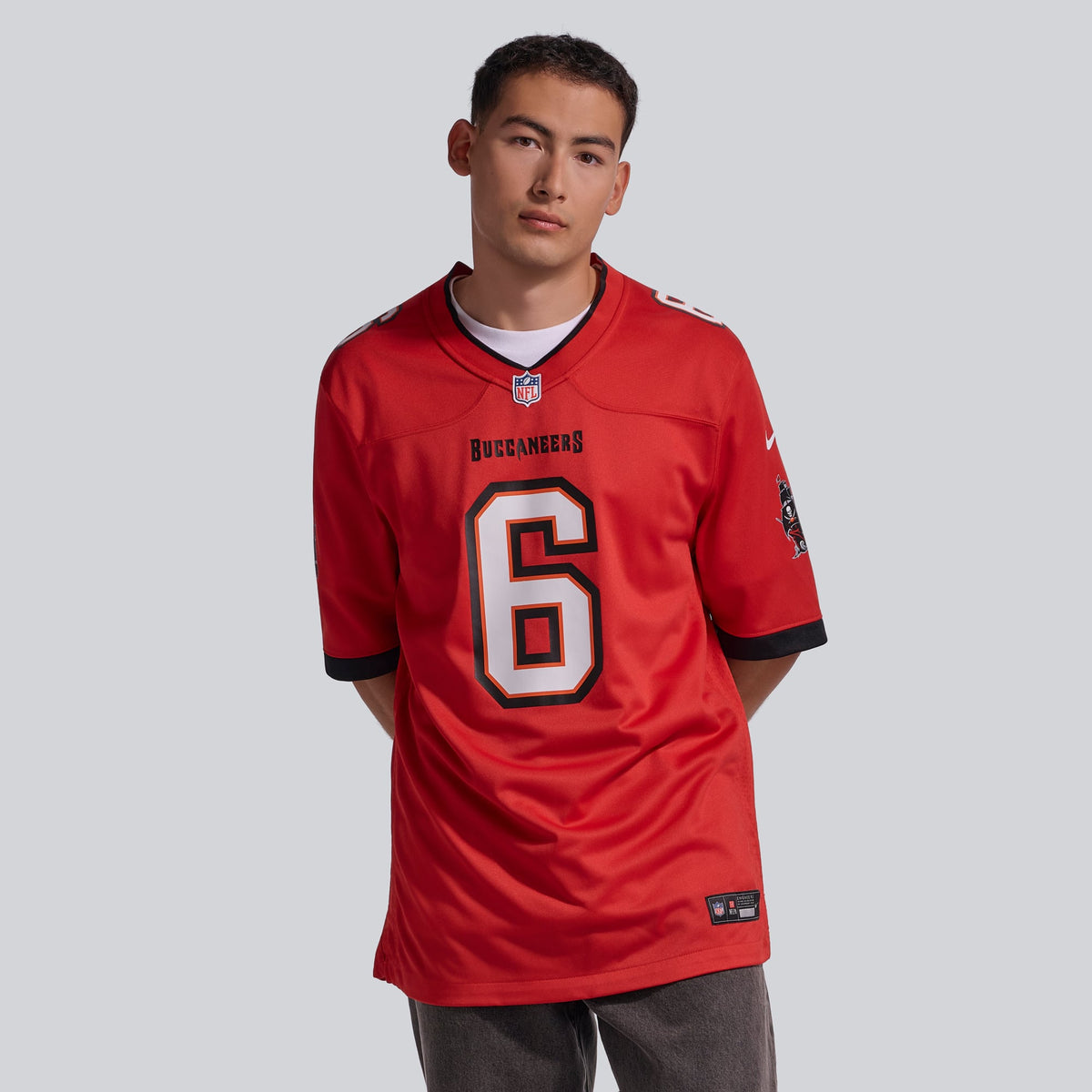Men's Tampa Bay Buccaneers Baker Mayfield Pewter Alternate Game Player Jersey