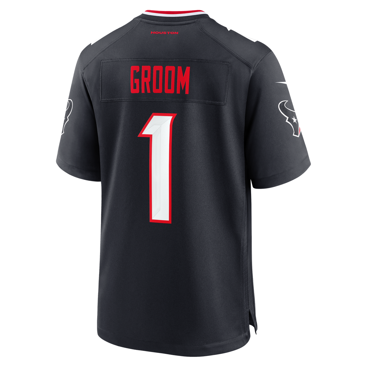 Men's Houston Texans Number 1 Groom Navy Jersey