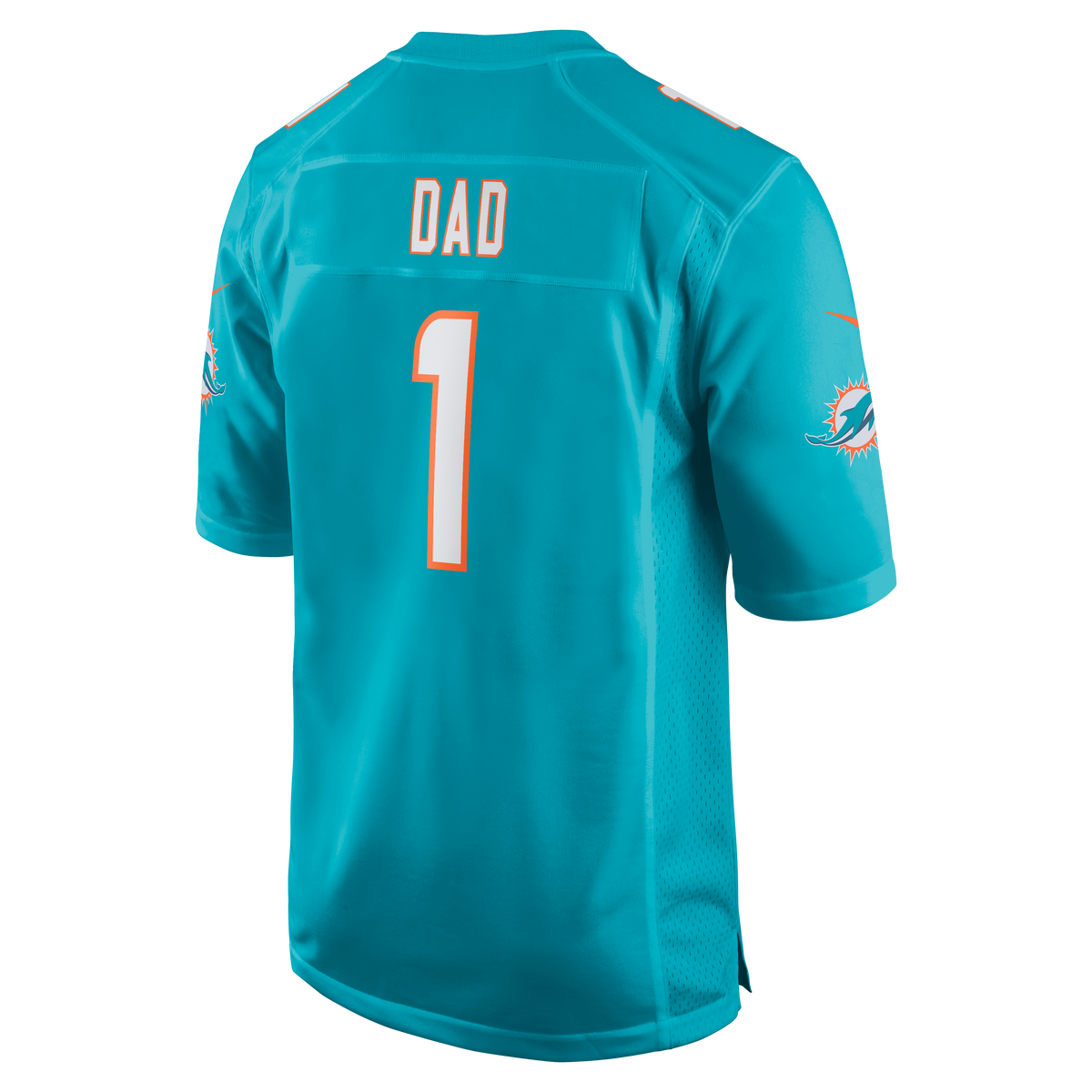 Men's Miami Dolphins Number 1 Dad Aqua Jersey