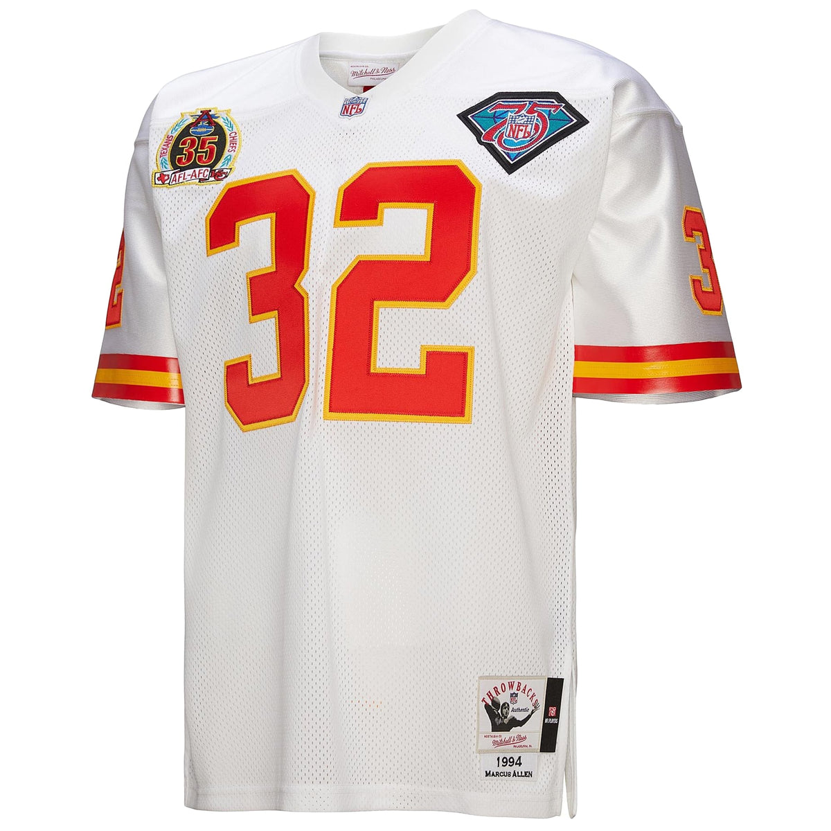 Men's Kansas City Chiefs 1994 Marcus Allen White Throwback Retired Player Jersey