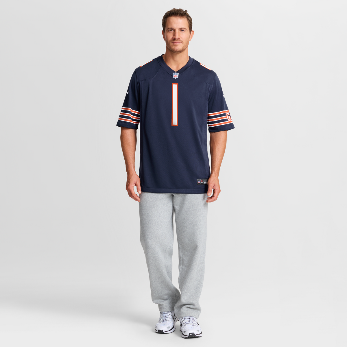 Men's Chicago Bears Number 1 Groom Navy Jersey