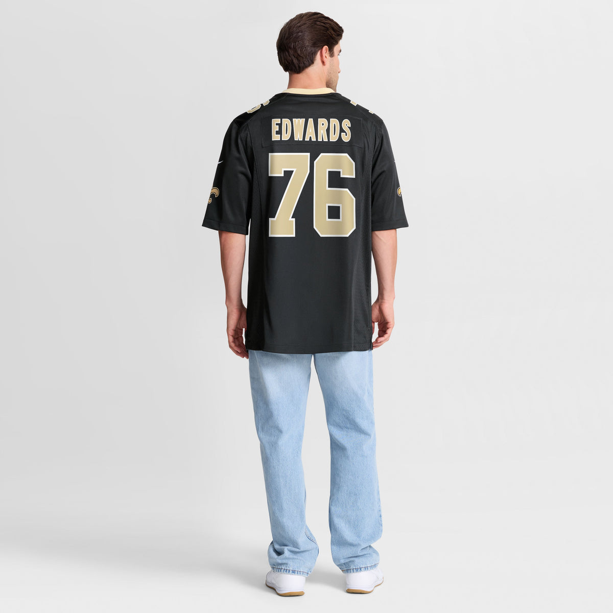 Men's New Orleans Saints David Edwards Black Team Jersey