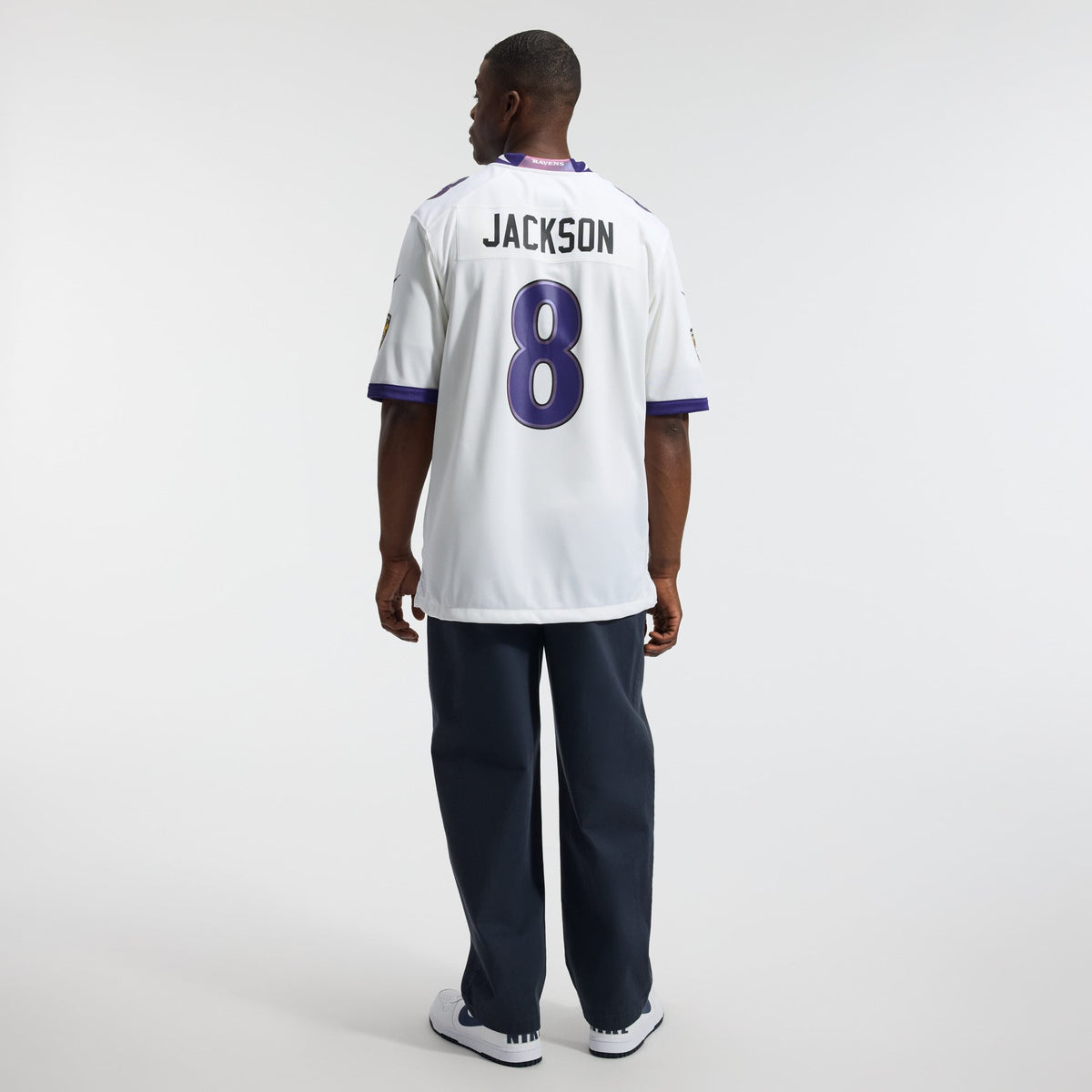Men's Baltimore Ravens Lamar Jackson White Jersey