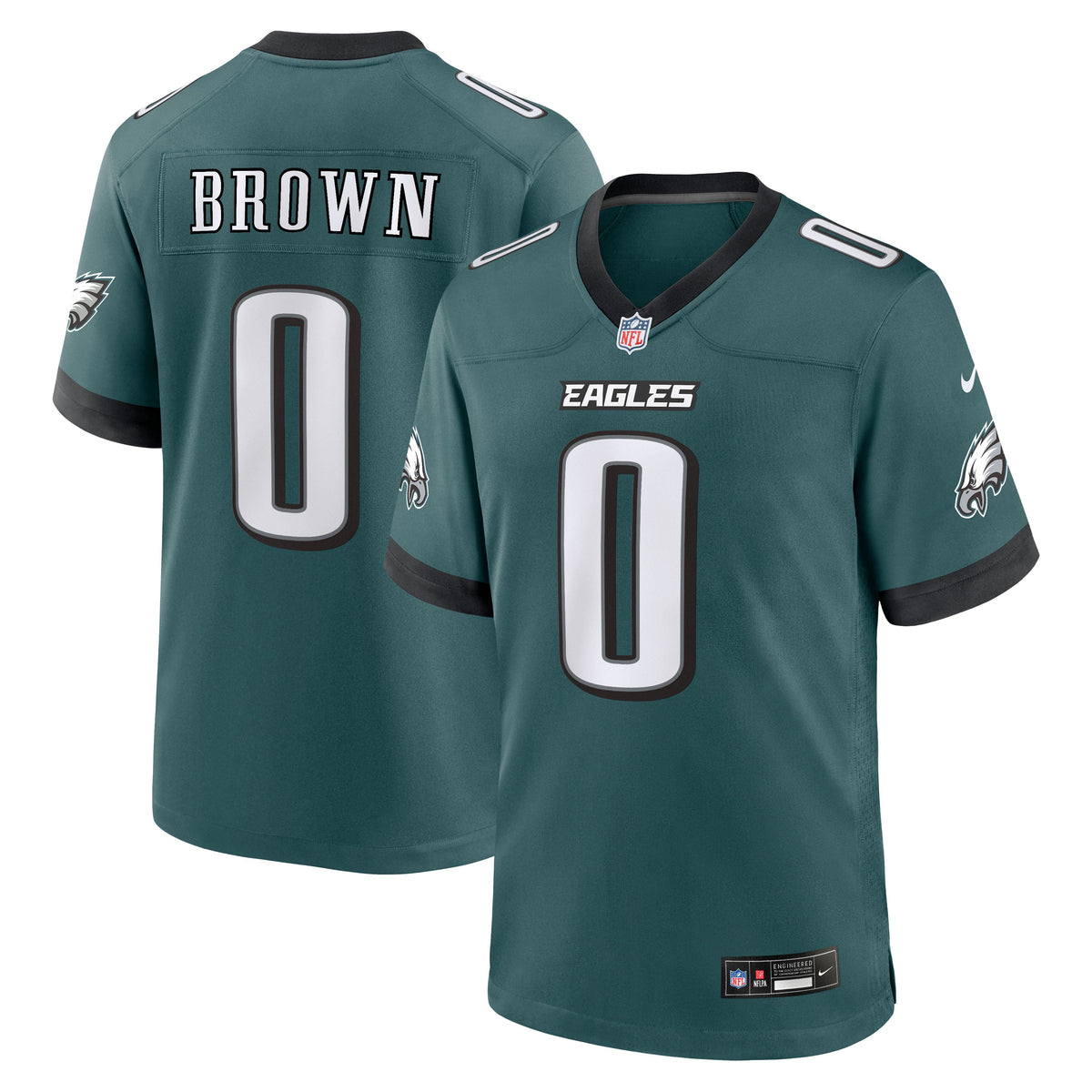 Men's Philadelphia Eagles Marquise Brown Midnight Green Team Jersey