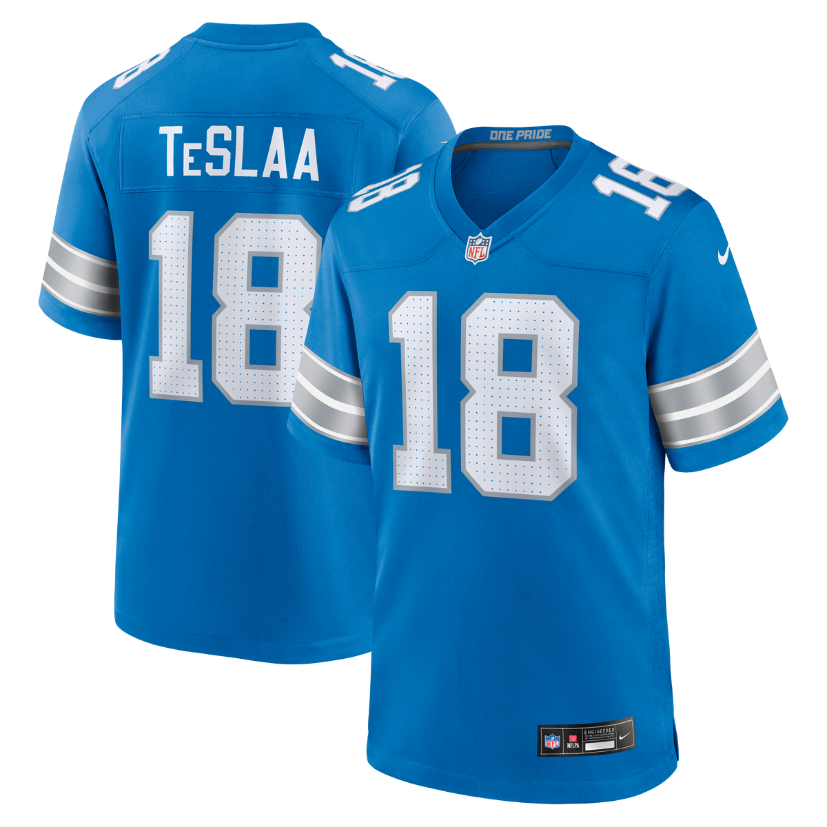 Men's Detroit Lions Isaac TeSlaa Blue Game Player Jersey