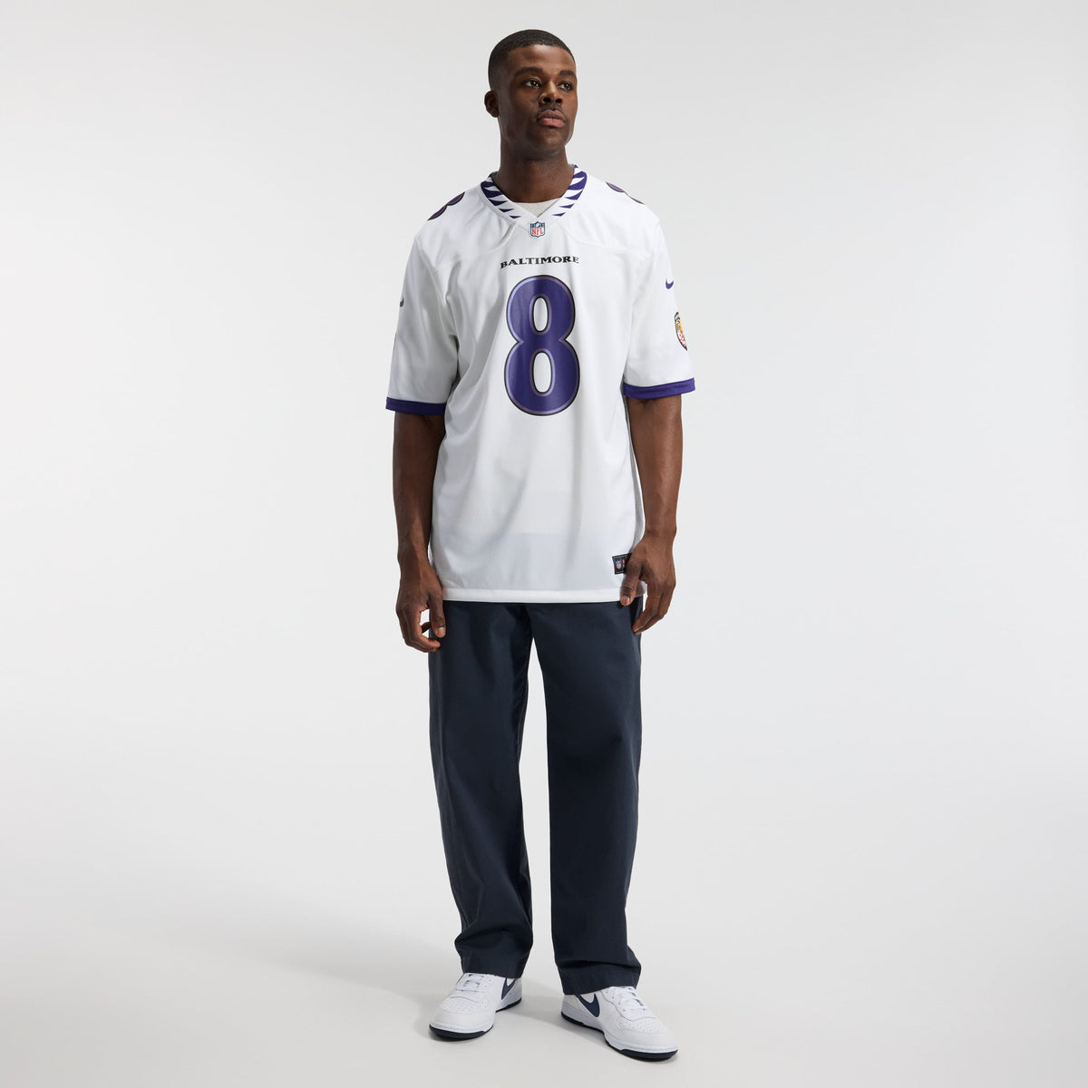 Men's Baltimore Ravens Lamar Jackson White Jersey