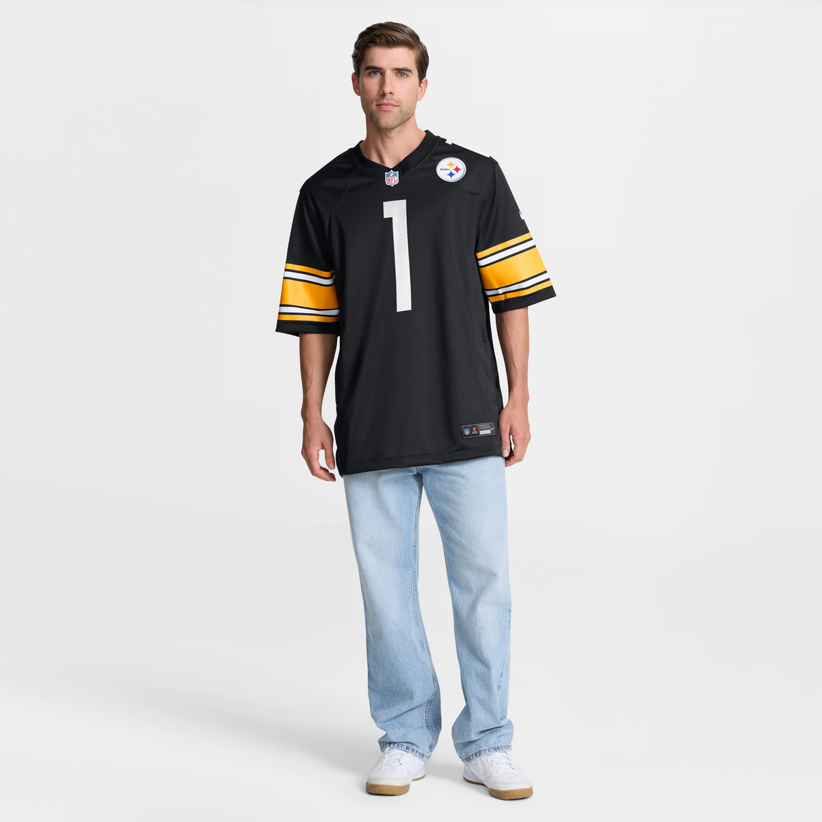 Men's Pittsburgh Steelers Number 1 Dad Black Jersey