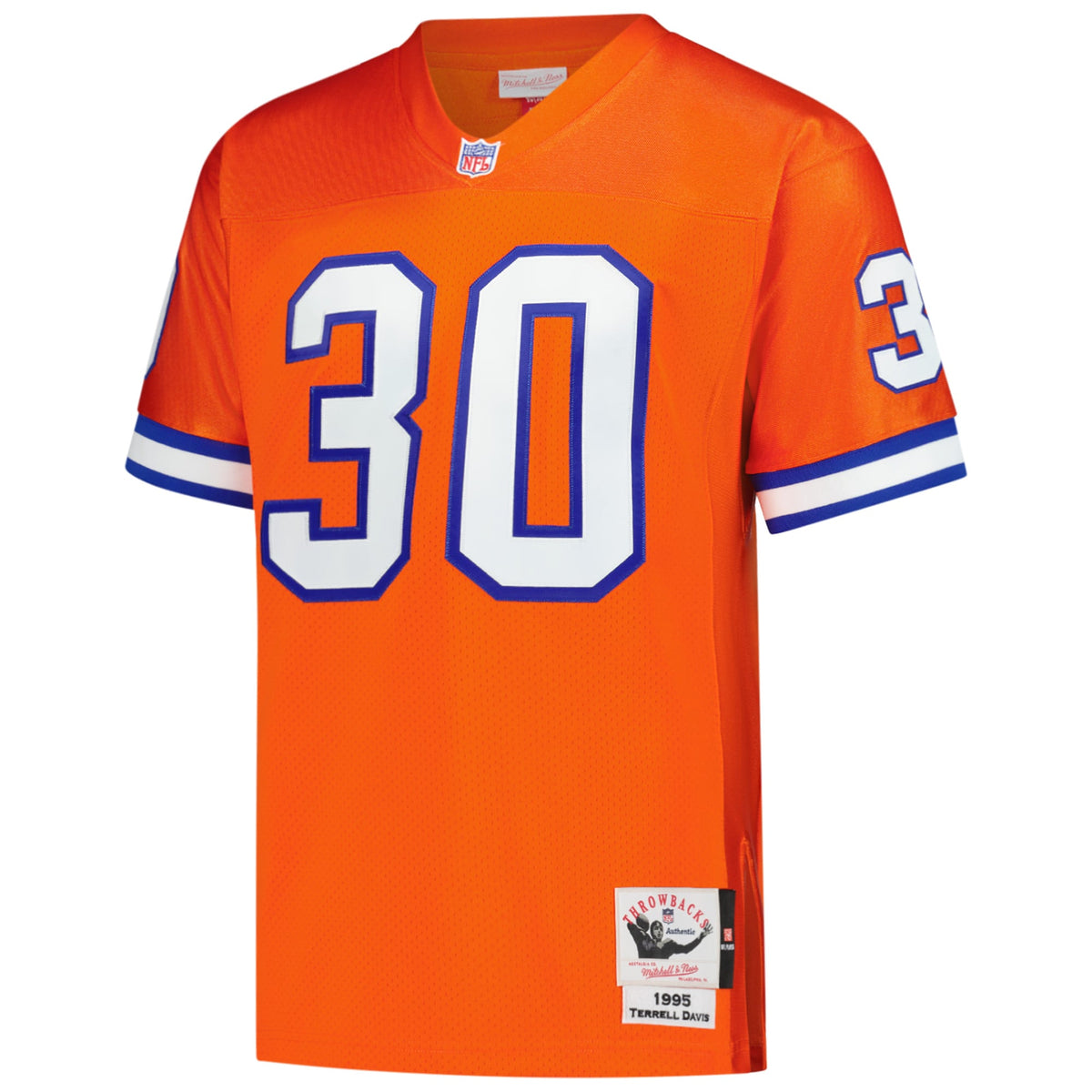 Men's Denver Broncos Terrell Davis Orange 1995 Throwback Retired Player Jersey