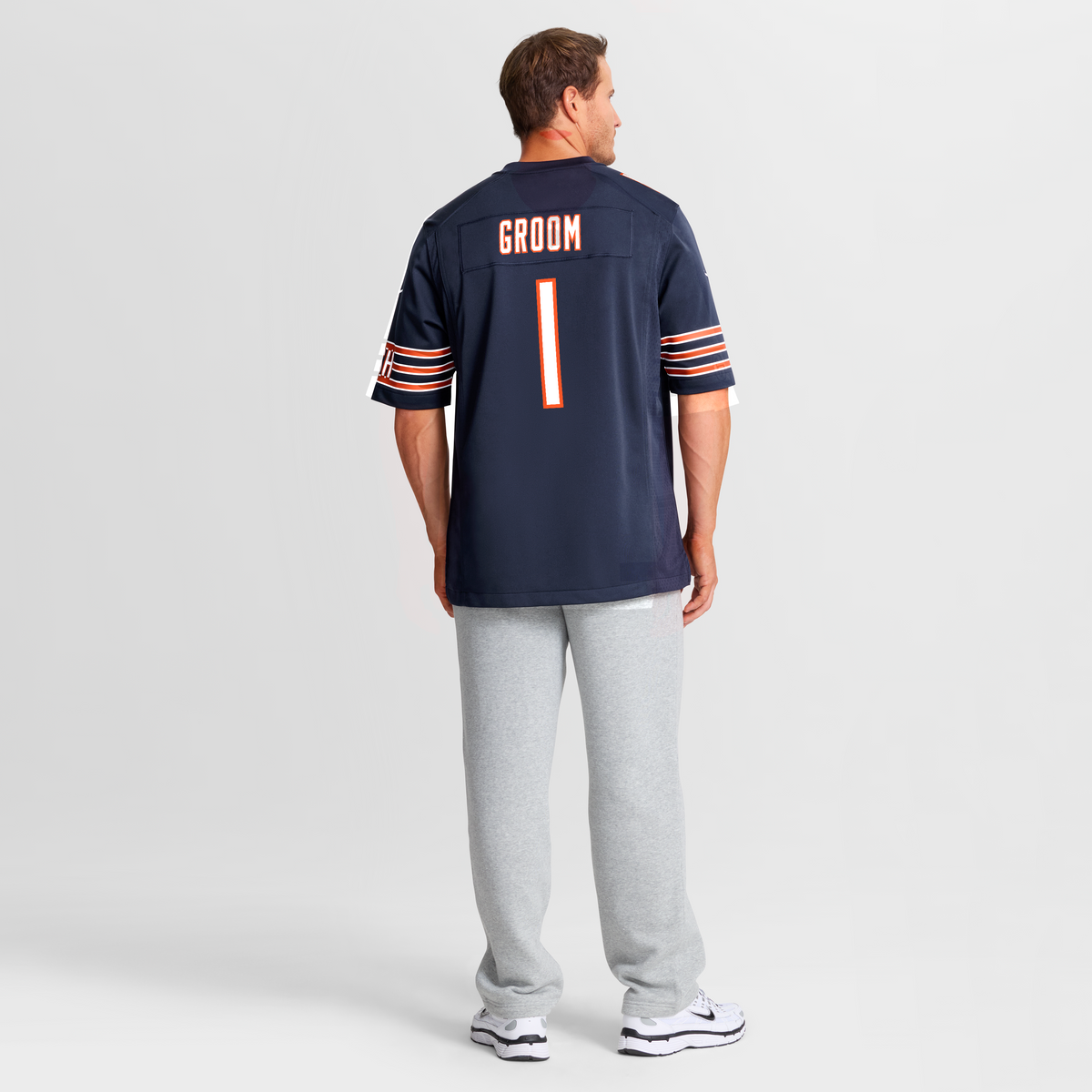 Men's Chicago Bears Number 1 Groom Navy Jersey