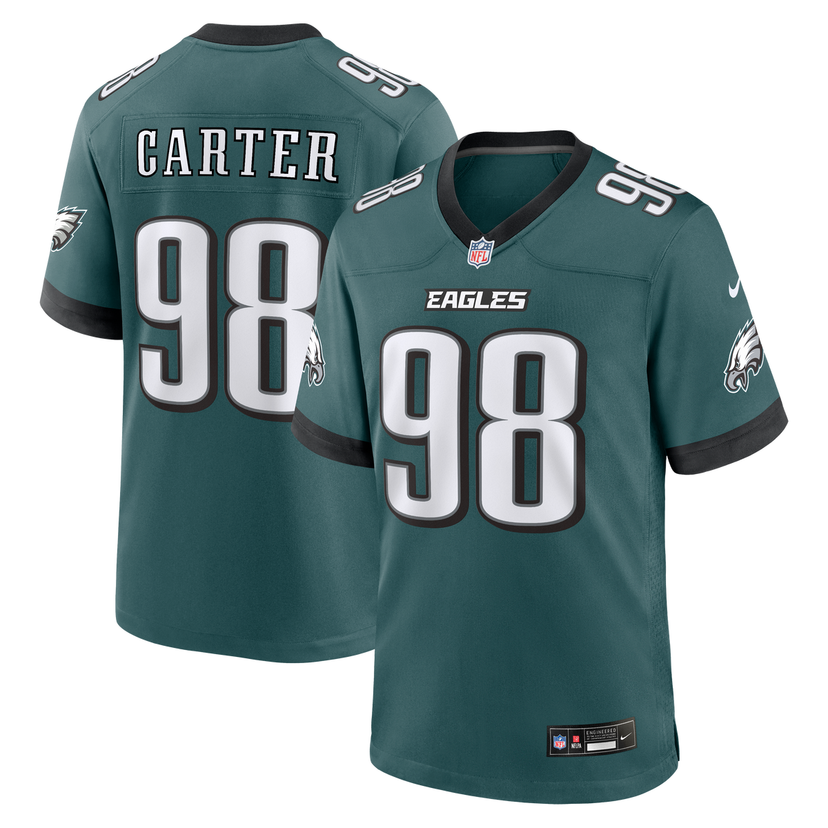 Men's Philadelphia Eagles Jalen Carter Midnight Green Team Jersey