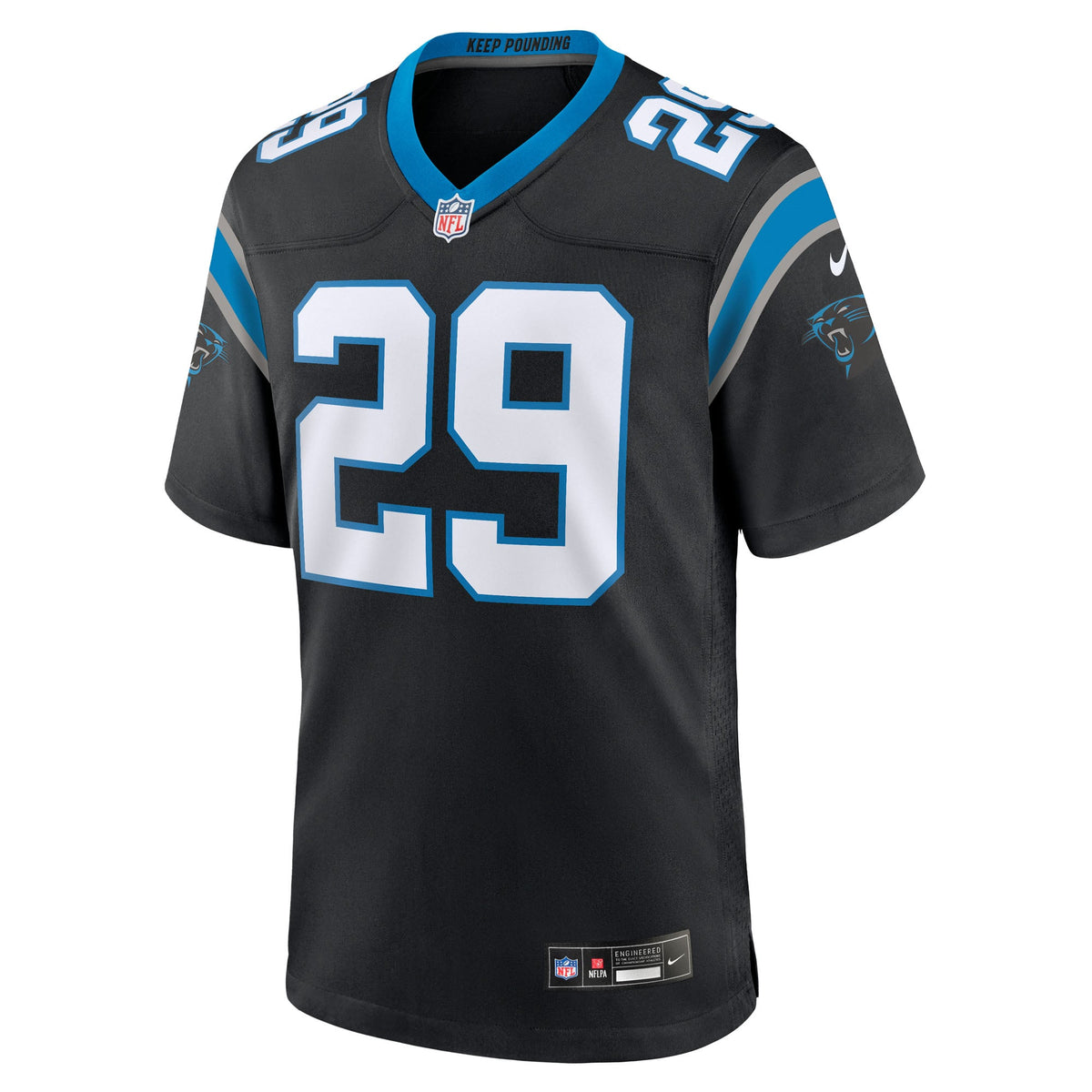 Men's Carolina Panthers Akayleb Evans Black Team Jersey
